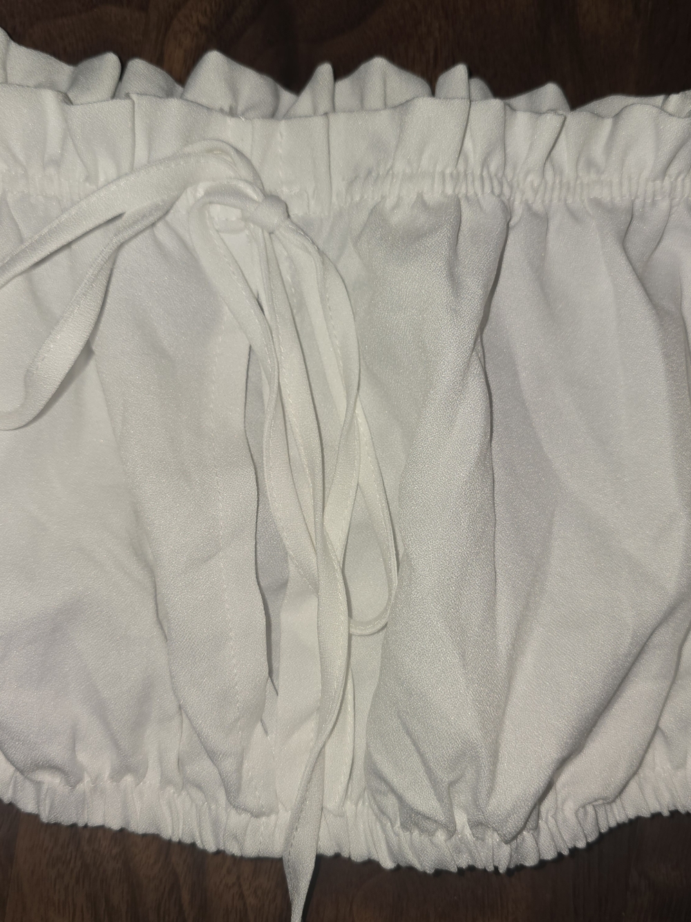 White Ruffle Off-Shoulder Crop Top - Picture 3 of 4